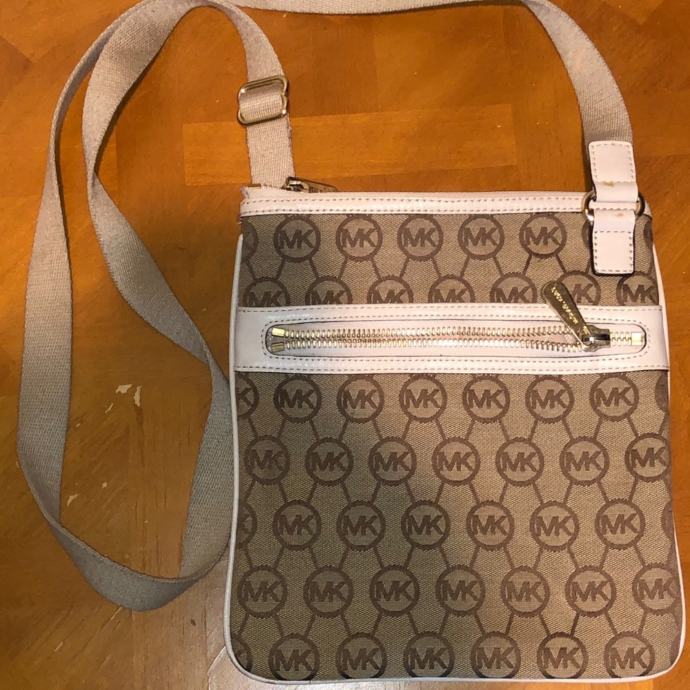 Brown and Tan Michael Kors Cross Body Bag